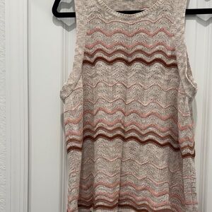 Splendid Beige and Pink Sleeveless Sweater